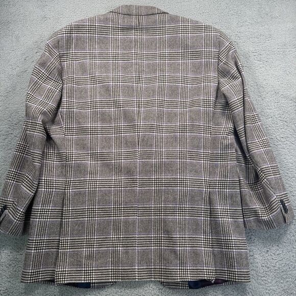 Peter Millar Blazer Mens 46 Tall Brown Purple Houndstooth Wool Cashmere 2 Button - Picture 3 of 12